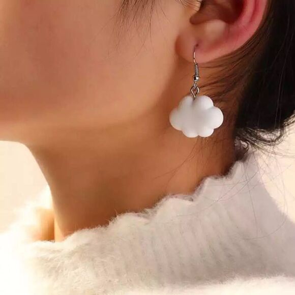 🆕White Cloud Charm Dangle Earrings - Picture 4 of 5